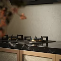 Cozy Modern Kitchen Interior With Woven Pendant Light Dining Table Chairs Natural Light And Cabinets