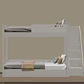 White Modern Bunk Bed With Drawer Stairs Mattress Pillows And Storage