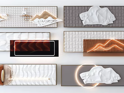 Modern Wall Decor With 3D Relief Textured Patterns And Light Accents 3d model