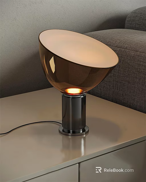 Modern Brown Glass Table Lamp With Shiny Shade And Metal Base In Living Room 3d model 