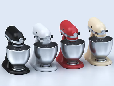 Colorful Stand Mixers As Modern Kitchen Appliances In Black White Red Beige 3d model