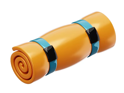 Portable Orange Rolled Up Tableware Set With Blue Straps And Black Buckles 3d model