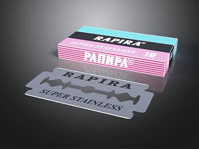 RAPIRA Super Stainless Steel Blade With Fish Shape Design And Colorful Box 3d model
