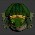 Green Plump Frog Game Movie Character With Golden Crown And Red Face Markings