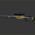 Modern Yellow And Gray Sniper Rifle With Scope And Long Barrel Design
