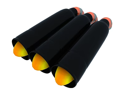 Three Black Sliding Doors With Orange Yellow Edge Details And Modern Style 3d model
