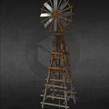 Small Home Wind Turbine Generator With Wooden Frame And Metal Blades