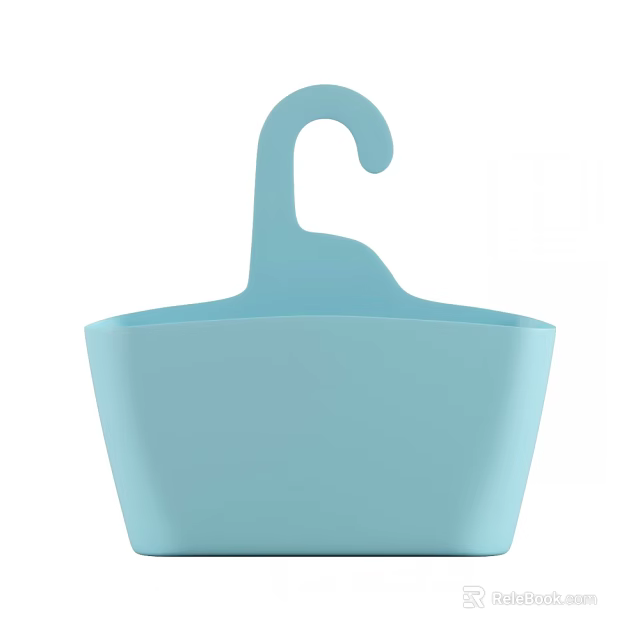 Light Blue Hanging Storage Basket with Hook Design for Home Organization 3d model