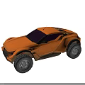 Orange Sporty Off Road Vehicle With Rugged Design And Large Tires