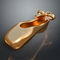 Elegant Golden Ballet Shoes With Bow Accent And Shiny Metallic Finish
