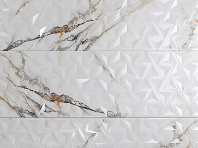 White Marble Floor Tiles With Brown Veins And Triangular Geometric Patterns For Modern Interior Decoration 3d model