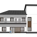 Modern Detached Villa With Black Roof White Exterior And Second Floor Balcony