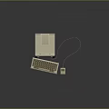 Vintage Desktop Computer With Monitor Keyboard And Wired Mouse On Dark Surface