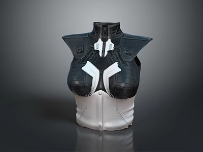 Futuristic Black And White Armor Vest With Shoulder And Chest Design Details 3d model