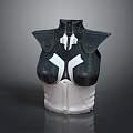 Futuristic Black And White Armor Vest With Shoulder And Chest Design Details