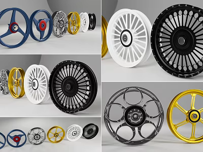 Industrial Equipment Wheels Featuring Various Designs And Multiple Colors For Machinery Applications 3d model