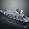 Modern Streamlined Speedboat With Open Deck Cabin And Reflective Surface 3d model