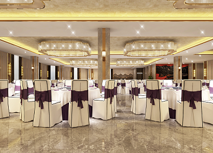 Light Luxury Ballroom Hotel Hall Stage 3d model