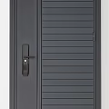 Dark Gray Swing Doors With Decorative Patterns Smart Lock And Vertical Stripes Design 3d model