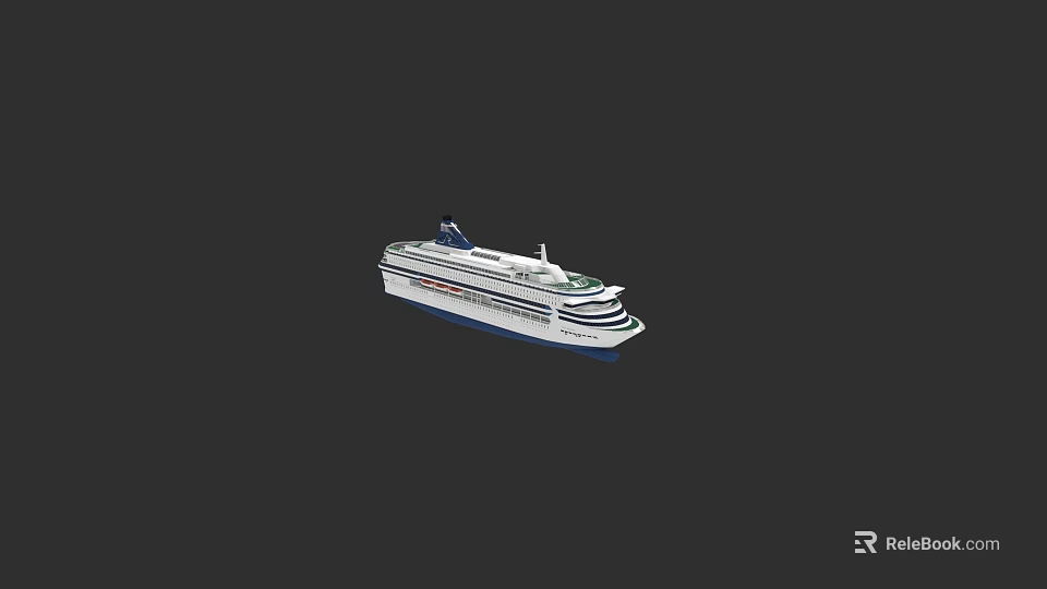 Luxury White Cruise Ship With Blue Hull Multiple Decks And Antennas On Top 3d model 