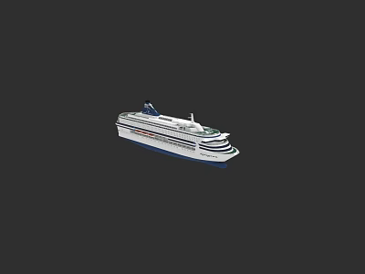 Luxury White Cruise Ship With Blue Hull Multiple Decks And Antennas On Top 3d model