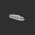 Luxury White Cruise Ship With Blue Hull Multiple Decks And Antennas On Top