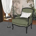 American Style Single Sofa Fabric Single Sofa 3d model