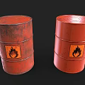 Industrial Equipment Red Oil Drums With Flame Warning Signs For Industrial Storage Containers