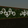 Vertical Living Plant Wall With White Circular Icons And Wooden Frame Indicators