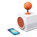 Colorful Cube Shaped Speakers With Spherical Knobs And Modern Design Elements 3d model