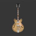 Light Brown Wooden Guitar With Strings And Pickups For Daily Living Use