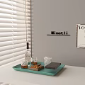 Wine Bottle And Glasses On Teal Tray With Chocolates Gray Wall Ninetti Sign VOGUE Poster