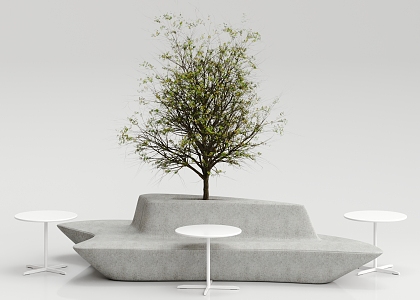 Modern Outdoor Chair Outdoor Chair Tree Table Combination 3d model