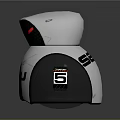 SECU Security Equipment With White Body Black Honeycomb Face And Red Glowing Eyes