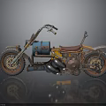 Custom Vintage Motorcycle With Spiked Tires Leather Seat And Metal Accents