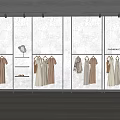 Modern Wardrobe Interior Design With Stylish Hangers And Hanging Clothes 3d model