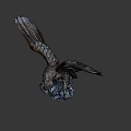 Other Detailed Eagle Sculpture With Spread Wings Green Eyes And Rock Base