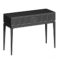 Modern Functional Desk With Black Tabletop Gray Drawers And Slim Black Legs
