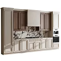 Modern Kitchen Cabinets With Light Dark Wood Marble Countertop Built In Oven Range Hood
