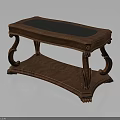 Classic Wooden Console Table Design With Carved Curved Legs And Dark Smooth Top