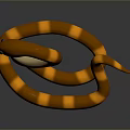 Orange And Yellow Striped Coiled Snake 3D Model On Gray Background 3d model