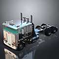 3D Rendered Truck With Silver Cab Black Chassis Multiple Wheels And Reflective Surface