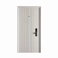 Modern Light Gray Front Door With Vertical Stripes And Black Smart Lock 3d model