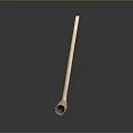 Bone Smoking Pipe With Long Stem And Carved Bowl On Black Background