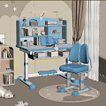 Height Adjustable Kids Study Desk With Storage Bookshelf And Ergonomic Chair For Comfortable Home Learning
