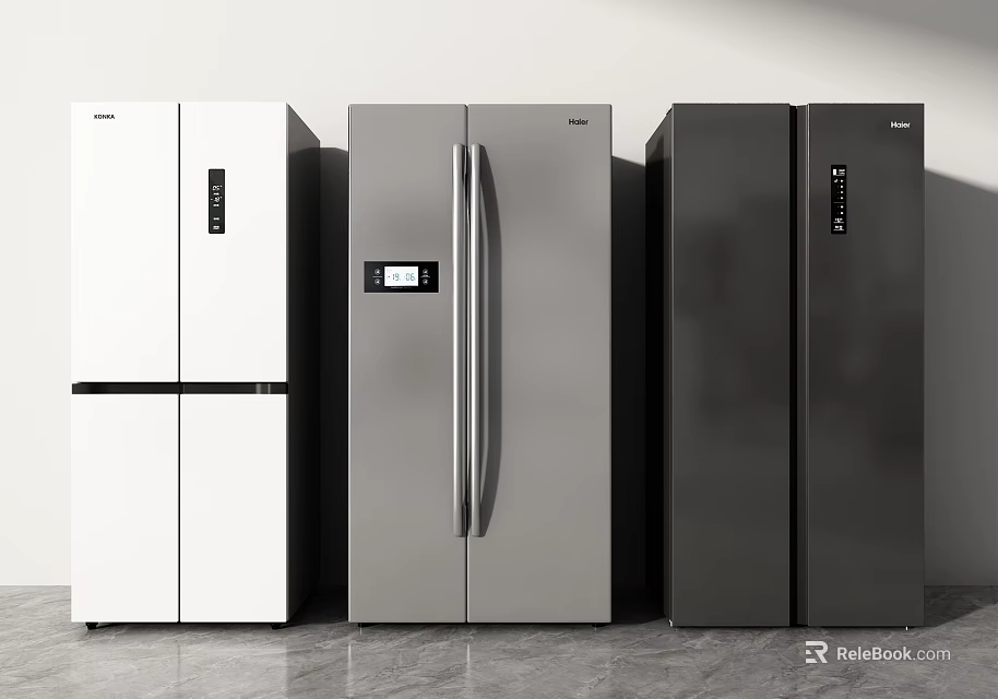 Modern Freestanding Refrigerators With White Silver Black Color Options And Sleek Design 3d model 
