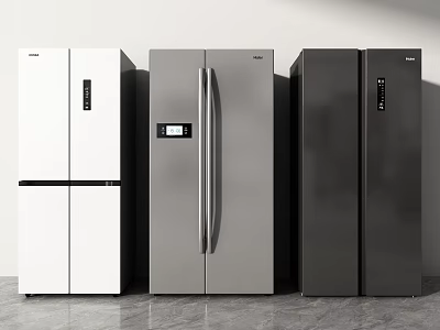 Modern Freestanding Refrigerators With White Silver Black Color Options And Sleek Design 3d model