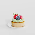 Delicious Cupcake Decorated With Green Frosting Fresh Strawberry Blueberry And Red Berry On White Plate