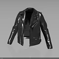 Black Leather Jacket Classic Biker Style With Zipper Closure Front Pockets And Sleek Design