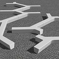 Modern White Branch Shaped Outdoor Landscape Seats On Cobblestone Pavement